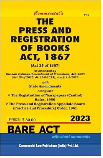 THE PRESS AND REGISTRATION OF BOOKS ACT ,1867
